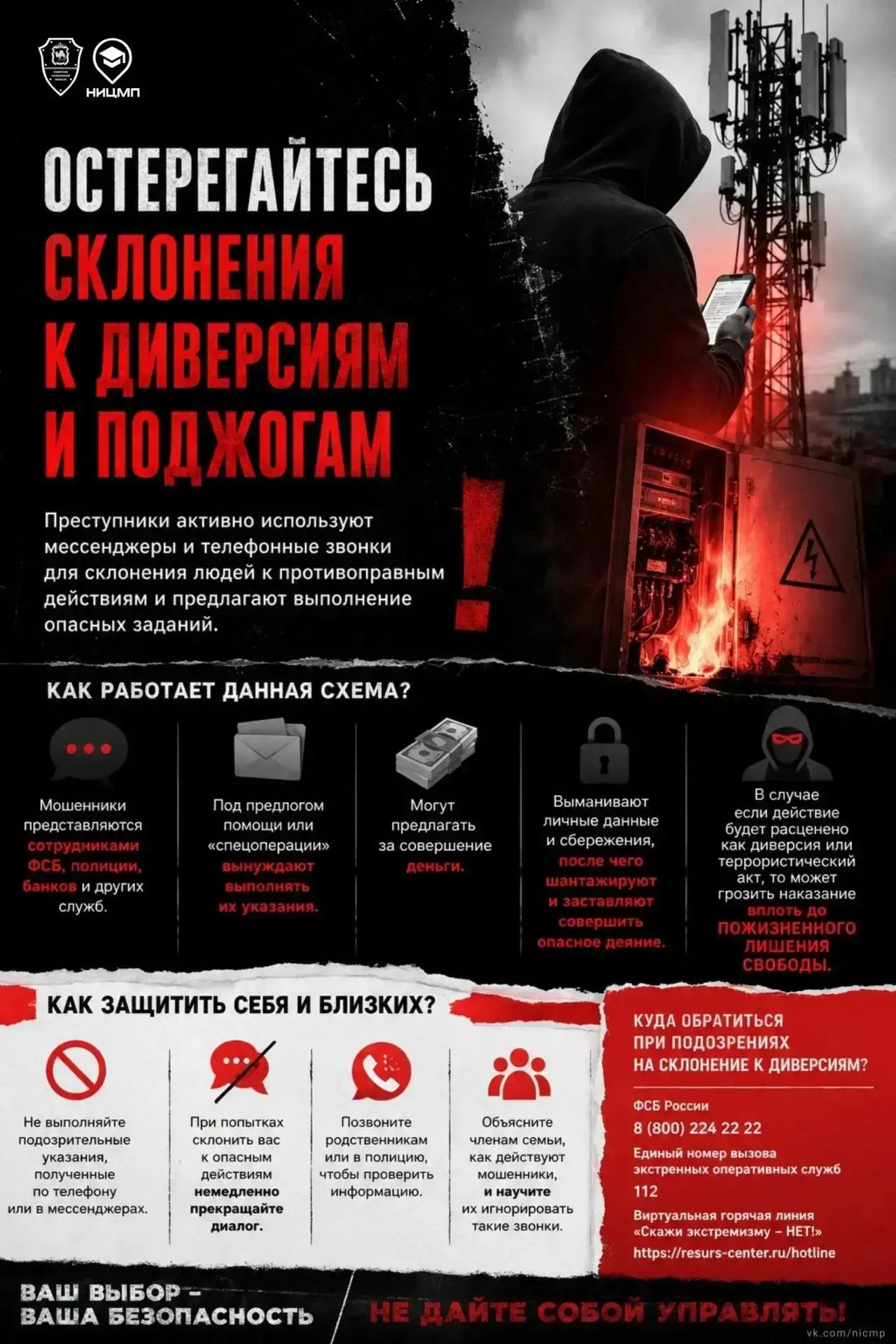 Остерегайтесь склонения к диверсиям и поджогам